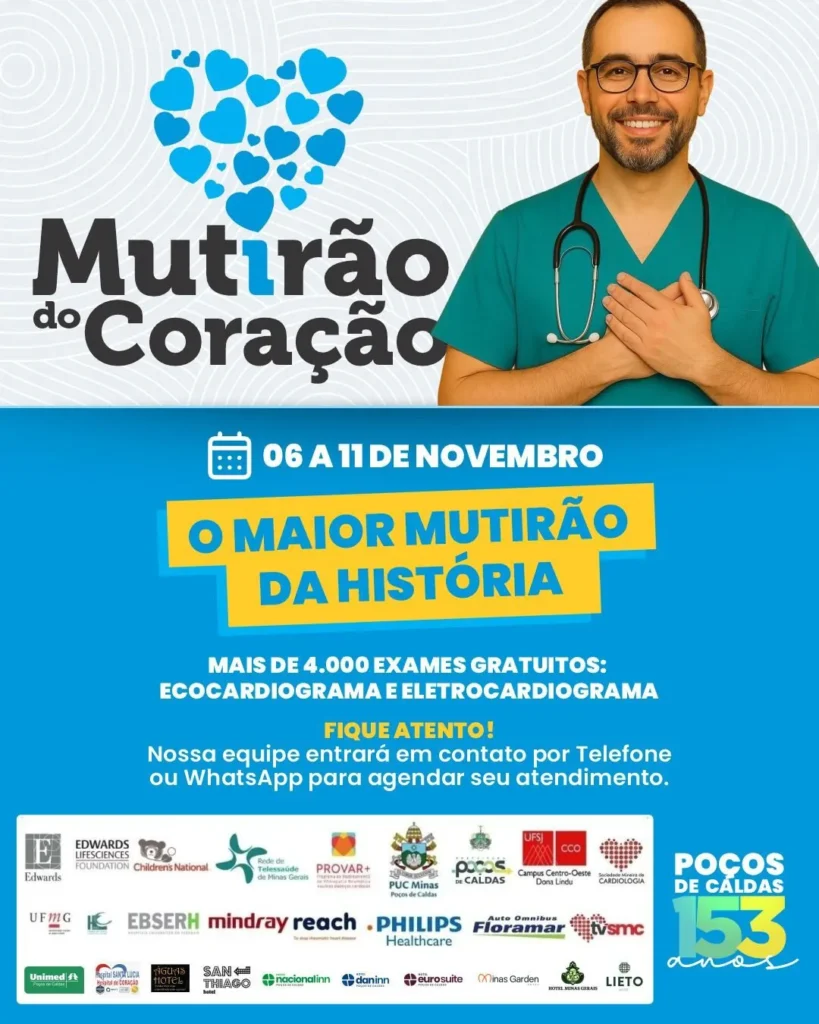 Prefeitura divulga orientações para pacientes do Mega Mutirão do Coração em Poços de Caldas